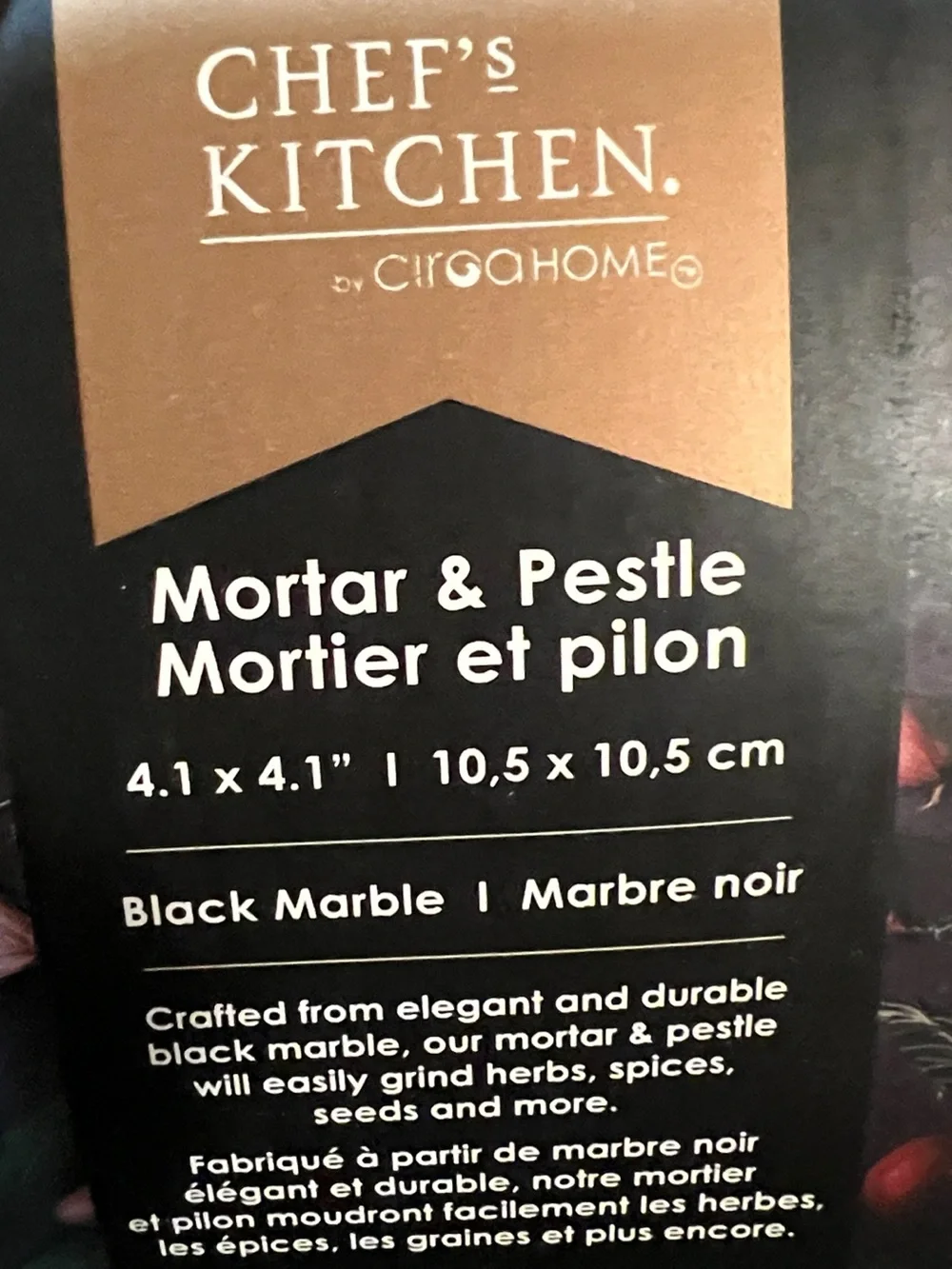 Ciroa Home Marble Mortar & Pestle - Black